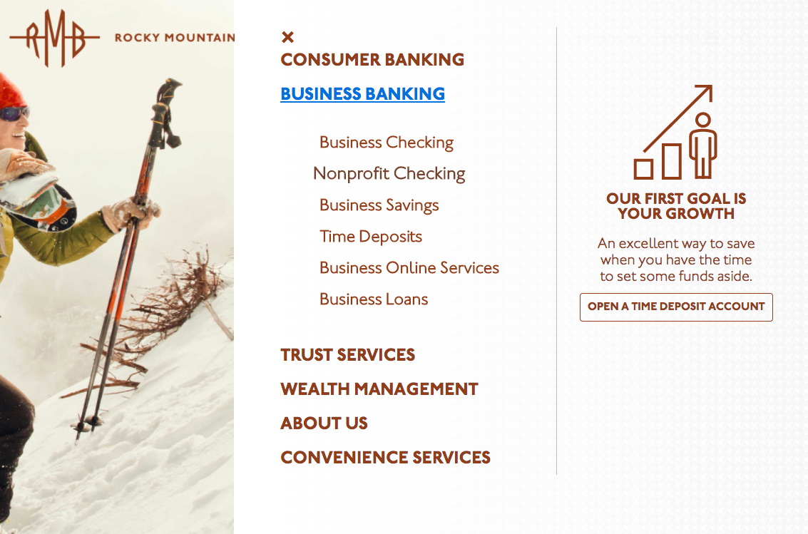 Super menu on Rocky Mountain Bank
